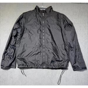 Marsh Landing Mens Black Jacket Reversible Windbreaker Detachable Sleeve Size L